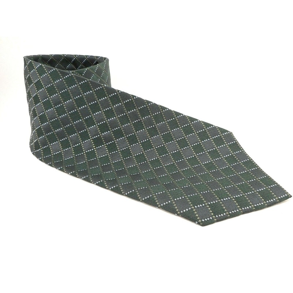 Kenneth Cole 100% Silk Green Plaid Men's Tie (A0307)